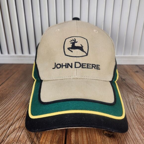 John Deere "Nothing Runs Like A Deere" Strapback Hat Cap Canvas Farmer Tractor - Picture 2 of 11